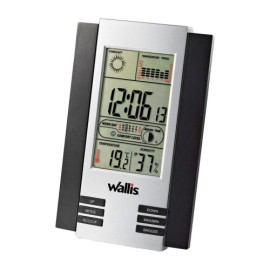 Estacion Climatoligicacon Reloj, Calendario Y Alarma, 20×12.7×2.5 Cm, Color Plata Con Negro