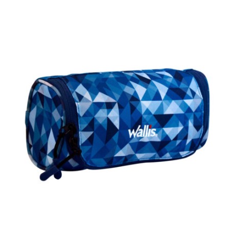 Estuche 100% Polister 600D, 22x11x7 Cm, Triangulos Azul