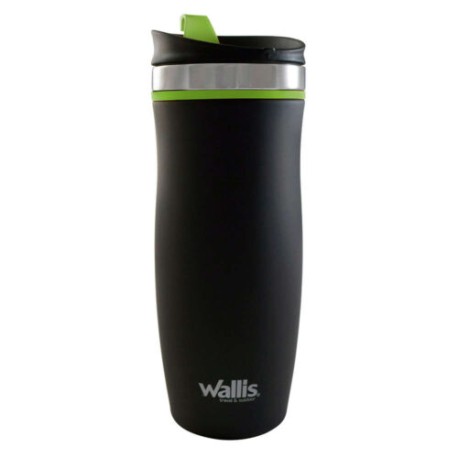 Vaso Termico Con Protector Antiderrames Y Tapa Rosca,450 Ml, Negro/Verde