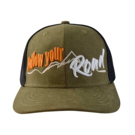 Gorra Con Malla Y Ajustador Snapback De Plastico, Follow Your Road,  Verde/Negro