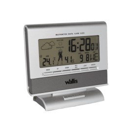 Estacion Climatoligica Con Reloj, Calendario Y Alarma, 12.7x20x2.5 Cm, Color Plata